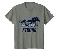 Mustang Strong School Spirit Powerful Stallion Pride T-Shirt, Youth, Olive Heather, 4T