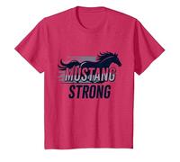 Mustang Strong School Spirit Powerful Stallion Pride T-Shirt, Youth, Red Heather, Medium
