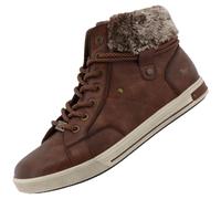 MUSTANG - Textured brown flat heel sneakers with a zip and round laces, Brown, 5 UK