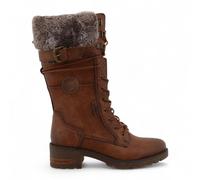 Mustang Women's Brown Mid-Calf Faux Fur Winter Combat Boots - Brown - UK 4.5 | EU 37 | US 6