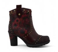 Mustang Womens Burgundy Floral Heeled Ankle Boots - M0162012 Faux Leather - Size EU 36
