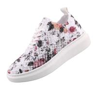 MUSTANG Women's Lace-Up Trainers, White red, 4 UK