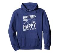 MUSTANGS MAKE ME HAPPY YOU, NOT SO MUCH Mustang Enthusiast Pullover Hoodie, Adult Unisex, Navy Blue, Small