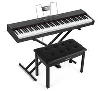 MUSTAR 88 Key Piano Keyboard with Piano Bench, Digital Piano 88 Semi Weighted Keys for Beginners, Portable Electric Piano Keyboard 88 Keys with Case, Sustain Pedal, USB/MIDI, Built-In Speakers (Blakc)