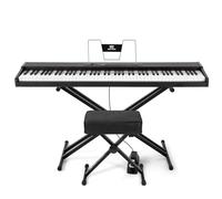 MUSTAR 88 Key Piano Keyboard with Piano Stool, Digital Piano 88 Semi Weighted Keys for Beginners, Portable Electric Piano Keyboard 88 Keys with Sustain Pedal, Case, Built-In Speakers, USB/MIDI (Black)