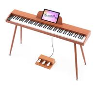 MUSTAR Digital Piano 88 Weighted Keys for Beginners, Full-Size 88 Key Piano Keyboard Semi Weighted, Electric Piano Keyboard 88 Keys with Triple Pedal, Wireless Connection, USB MIDI (Brown)