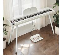MUSTAR Digital Piano 88 Weighted Keys for Beginners, Full-Size 88 Key Piano Keyboard Semi Weighted, Electric Piano Keyboard 88 Keys with Triple Pedal, Wireless Connection, USB MIDI (White)
