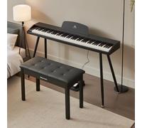 MUSTAR Digital Piano 88 Weighted Keys with Piano Stool, Full-Size 88 Key Piano Keyboard Semi Weighted for Beginners, Electric Piano Keyboard 88 Keys with Bench, Triple Pedal, USB MIDI (Black)