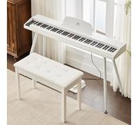 MUSTAR Digital Piano 88 Weighted Keys with Piano Stool, Full-Size 88 Key Piano Keyboard Semi Weighted for Beginners, Electric Piano Keyboard 88 Keys with Bench, Triple Pedal, USB MIDI (White)