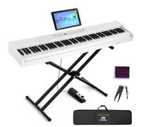 MUSTAR Digital Piano 88 Weighted Keys with Stand, Full Size 88 Key Piano Keyboard Semi Weighted for Beginners, Portable Electric Piano Keyboard, Wireless Connection, Case, Sustain Pedal, White