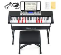 MUSTAR Keyboard Piano, 61 Key Electric Piano Keyboard with Light-Up Keys | 255 Tones/Rhythms,Smart Learning System,Headphone, Microphone,Stand, Stool, Stickers, Keyboard Piano Set for Beginners