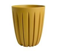 (Mustard, 1.8L (D:13.7cm H:16.8cm)) Round Flower Pot Planter with insert Grooved Plastic Indoor Outdoor
