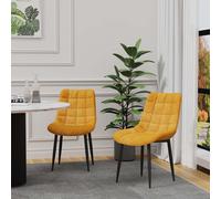 (Mustard, 2) Nova Modern Velvet Dining Chair Padded Seat Metal Legs