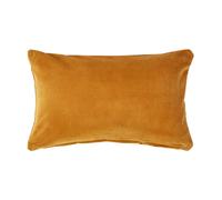 HOMESCAPES Mustard Velvet Cushion Cover Super Soft Cotton Velvet Luxury Scatter Cushion Rectangle Plain Dark Yellow Accent Throw Pillow for Sofa and Bed Decoration with Hidden Zipper, 30 x 50 cm