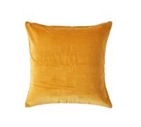 HOMESCAPES Mustard Velvet Cushion Cover Super Soft Cotton Velvet Luxury Square Scatter Cushion Plain Dark Yellow Accent Throw Pillow for Sofa and Bed Decoration with Hidden Zipper, 60 x 60cm