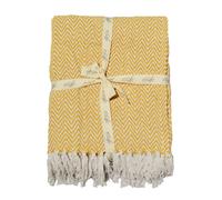 (Mustard) Allure Audley Chevron Tasseled Throw Blanket 125 x 150cm