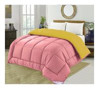 (Mustard and Dusty Pink, Double 7.5) SleepyNights 7.5 tog Box Stitching Reversible Coverless Summer Cool Duvet