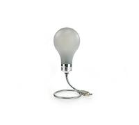 MUSTARD - Bright Idea USB Lightbulb I USB Lamp Light I Usb Accessory I Lightbulb Glows in the Dark I USB Powered Bulb I Fully Adjustable Arm I USB Lamp Lightbulb with soft Blue Light - White/Silver