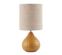 Mustard Ceramic Gloss Table Lamp with Natural Oatmeal Linen Shade Happy Homewares Mustard One Size
