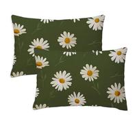 Mustard Cushion Covers 40x65 cm Rectangle Garden Cushion Covers Set of 2 Linen Throw Pillow Cases Daisy Patterned Double Sided Printing for Garden Furniture Bench Car Farmhouse Decor, Gifts S-891