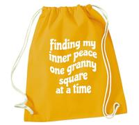 Mustard Drawstring Bag Finding My Inner Peace One Granny Square at a Time | Cotton
