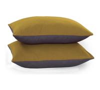 (Mustard & Grey) SleepyNights Reversible Polycotton Housewife Pillowcases Pillow Covers Pair