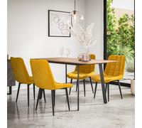 (Mustard) Haydon Extending Oak Effect Dining Table Set w 4-6 Nova Velvet Chairs
