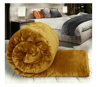 (Mustard, King) Moonlight Bedding Large Mink Blanket Multi-use Pet Fleece Throw