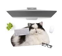 MUSTARD Large Desk Pad | Spill Proof Mouse Pad | Comfy Foam Waterproof Non-slip Backing Mat | Easy Clean | Home Office Computer Desktop Decor | Gift Idea 60x 36cm (Cat)