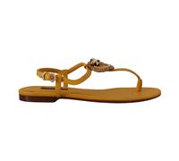 Mustard Leather Flats Sandals - female - Dolce & Gabbana - Flat Sandals - Yellow - 2 UK - Shoes 2 UK