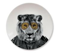 Mustard Lion Design Wild Dining Animal Plate - 23 Cm Ceramic Round Dinner Plate, Playful Lion Motif, Single Pack