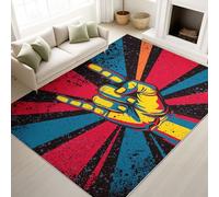 Mustard Modern Avant-Garde Classic Pop Art Area Rug 150 x 210 cm - Non Slip Washable Rock Rugs for Living Room Bedroom, Printed Carpet Design Indoor Carpet