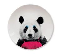 Mustard Panda Design Wild Dining Animal Plate - 23 Cm Square Ceramic Dinner Plate With Whimsical Panda Motif