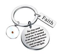 Mustard Seed Keychain Faith Gifts Real Mustard Seed Jewelry Christian Religious Inspiration Gift (silver)