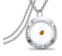 Mustard Seed Necklace Mustard Seed Faith Moves Mountains Christian Faith Pendant Necklace Religious Gift for Women Teen-Girls (Mustard Seed Necklace)