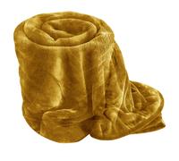 (Mustard, Single) Moonlight Bedding Large Mink Blanket Multi-use Pet Fleece Throw