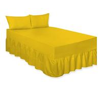 (Mustard, Super King) Luxury Percale Plain Dyed Polycotton Easy Care Fitted Valance Sheet Ideal for Bed Room Home Decor Available in 18 colours