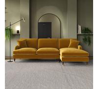 Mustard Velvet Right Hand Facing 4 Seater Chaise Corner Sofa - Payton