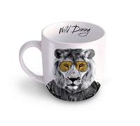 Mustard - Wild Dining Coffee Mug I Funny Cup I 100% Ceramic I Funny Cup with Goofy Pet Print I Gift Idea for Students | Dishwasher Microwave and Food Safe (Lion)