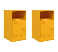 Vidaxl Bedside Cabinets 2 Pcs Mustard Yellow 34.5X39X62 Cm Steel