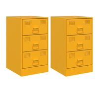 (mustard yellow, 2 pcs) vidaXL Bedside Cabinets Nightstand Bed Side Cabinet 2 pcs Mustard Yellow Steel