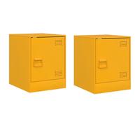 (mustard yellow, 2 pcs) vidaXL Bedside Cabinets Nightstand Bed Side Cabinet 2 pcs Olive Green Steel