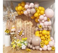 Mustard Yellow and Beige Balloon Arch Kit, Pastel Yellow Cream White Sand Nude Tan Neutral Sunflower Boho Balloon Garland Kit for Girls Women Fall Bee Thanksgiving Birthday Party Decorations Supplies