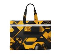 Mustard Yellow and Black 10.6 * 15 Inch Handheld Bag 2 Zipper Pockets Generous Capacity for Files - Ideal for dy and TravelWork,Stu
