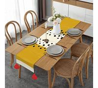 Mustard Yellow and Black 14 X 60in Imitation Linen Table Runner, for Dinner Christmas Birthday Party Table Home Decoration