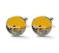 Mustard Yellow And Black Alloy Cufflinks for Men 17mm 20mm Shirt Cuff Links for Wedding Business Formal Dress Father's Day Birthday Gift for Him