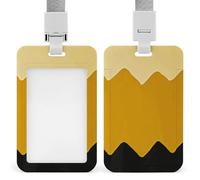 Mustard Yellow and Black Id Badge Holder,Name Tag Holder with Detachable Lanyard,Waterproof Design Id Card Holder for Office, Workplace