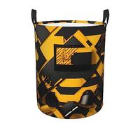 Mustard Yellow and Black print Laundry Basket,Collapsible Storage Basket,Household Storage for Clothes,Linens,Sheets,Toys