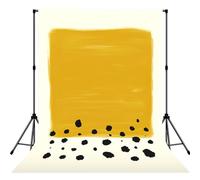 Mustard Yellow And Black Print Photo Studio Background 5x7ft Soft Photo Backdrop Curtain For Studio Content Creator Equipment