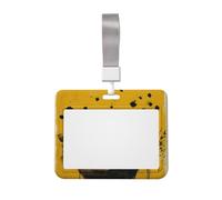 Mustard Yellow and Black Printed ID Badge Holder with Lanyard, Clear Plastic Badge Holder for Work, School, Hospital, Security - Water Resistant & Dirt Proof